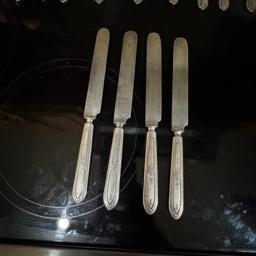 Vintage 1881 Rogers Silverplate Dinner Knives Vassar Pattern 1904 Set of 4